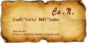 Csánitz Nándor névjegykártya