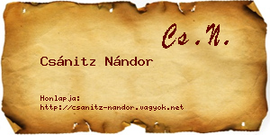 Csánitz Nándor névjegykártya